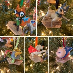 Set of DCs Superpets Christmas ornaments